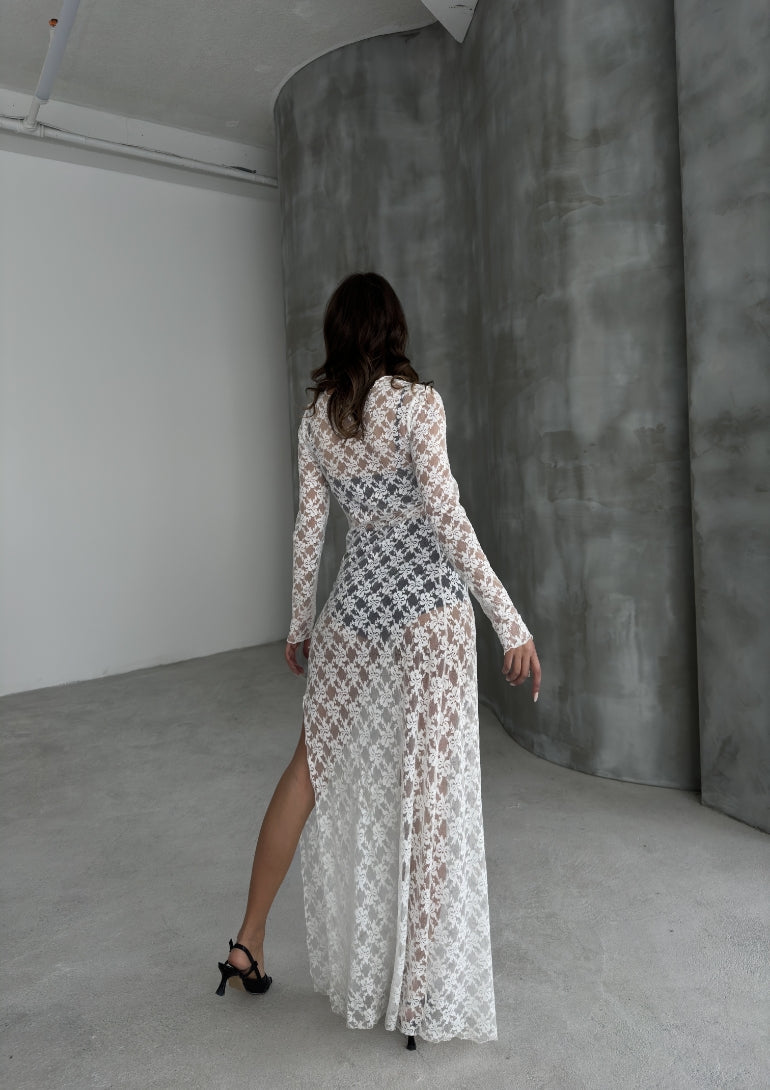 Mesh Detail Midaxi Dress