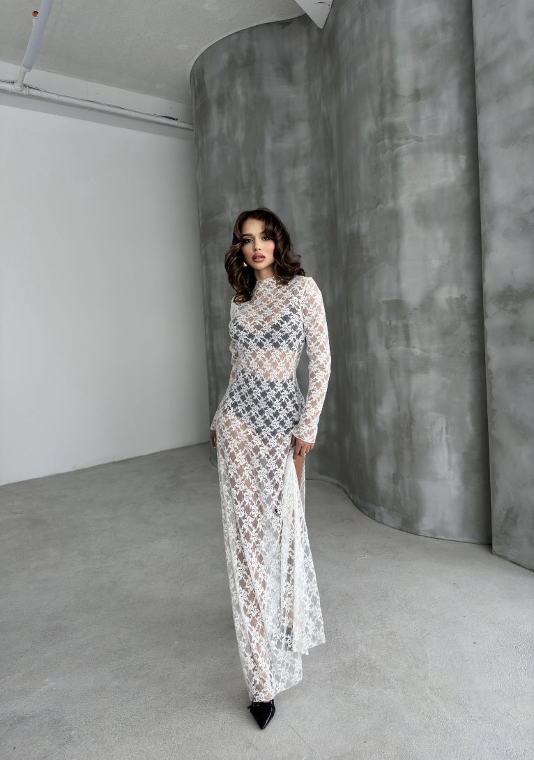 Mesh Detail Midaxi Dress