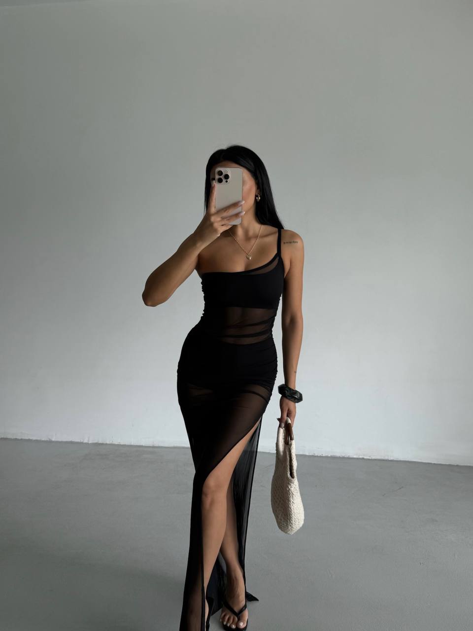 One Shoulder Slit Detail Pareo