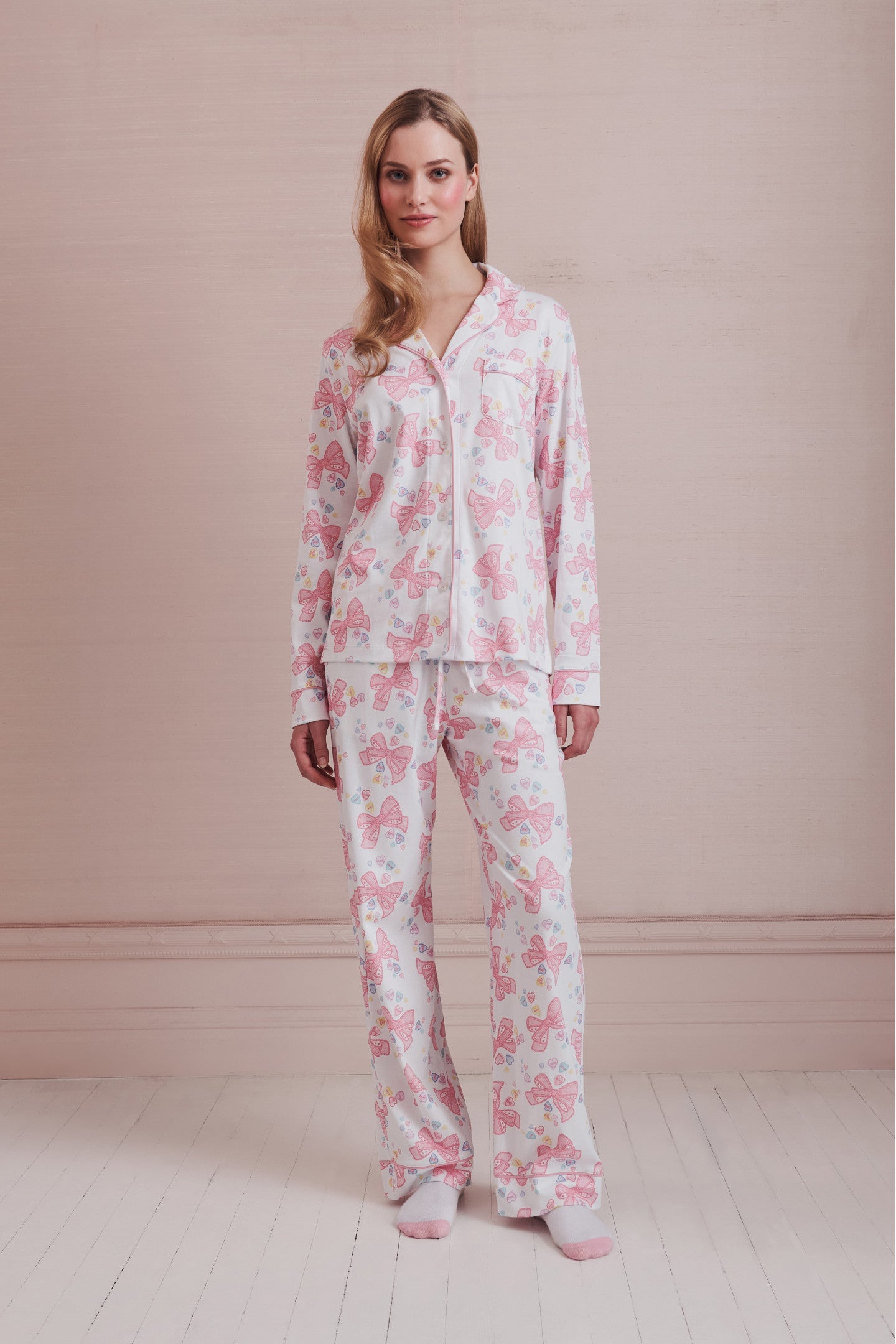 LoveShackFancy x Roller Rabbit Doily Beux Women's Long Sleeve Polo Pajama