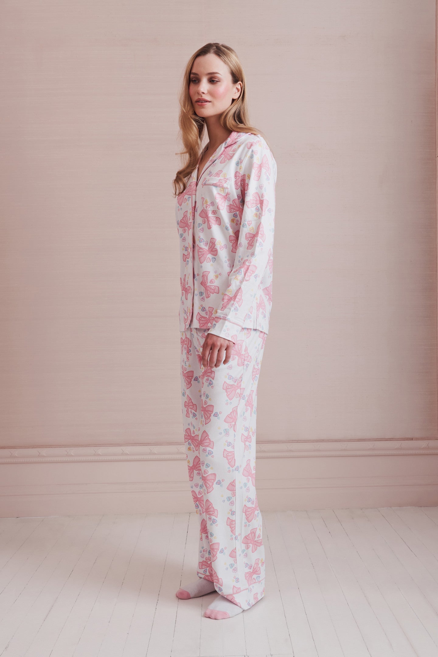 LoveShackFancy x Roller Rabbit Doily Beux Women's Long Sleeve Polo Pajama