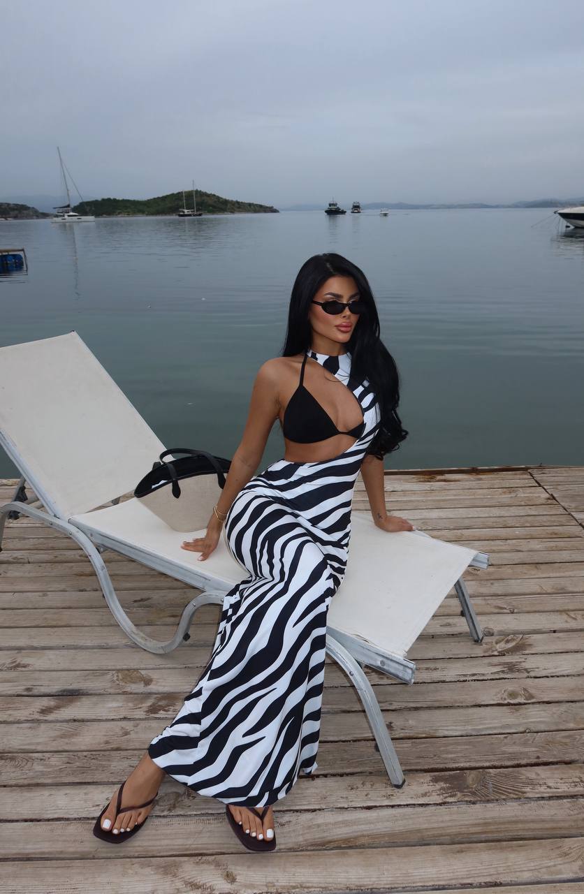 Black & White Zebra Maxi Dress
