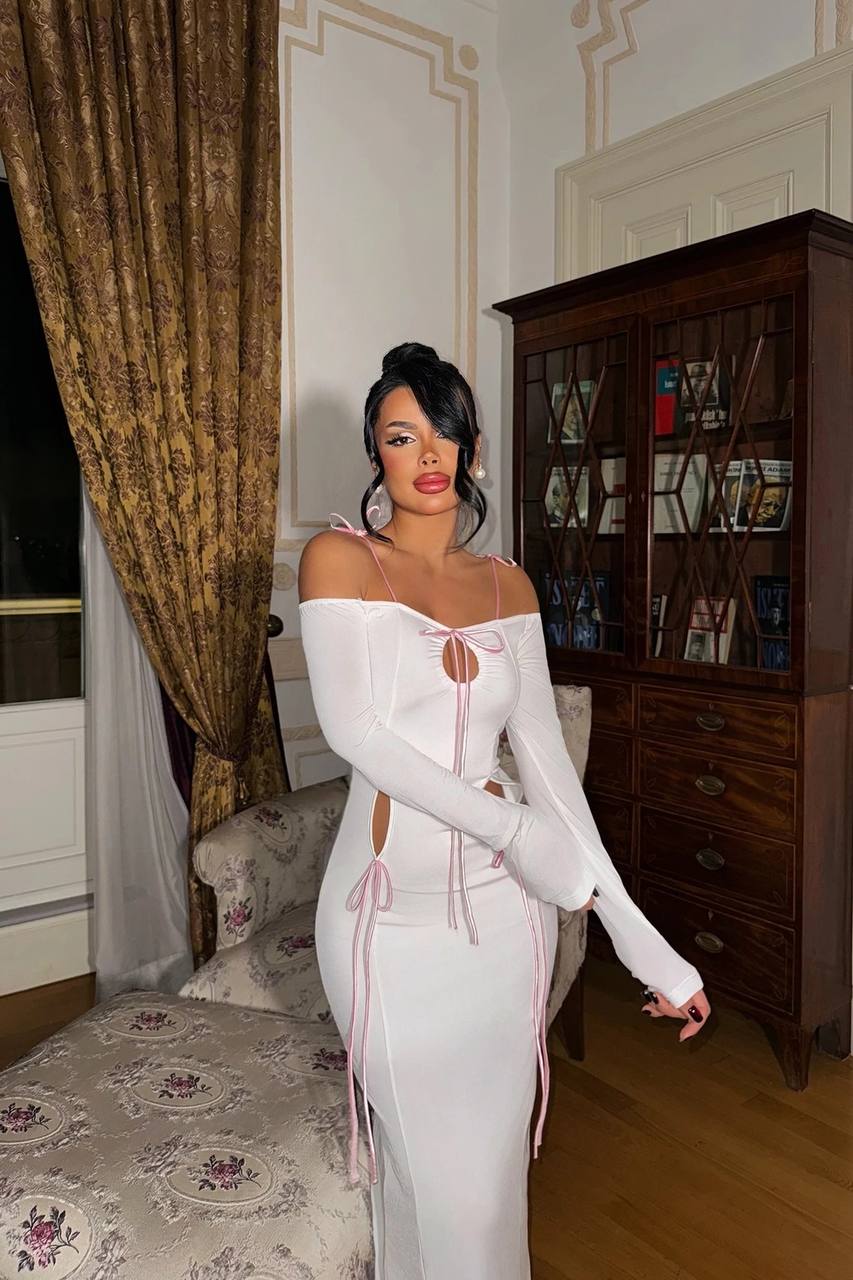 Off The Shoulder Tie-Up Detail Maxi Dress