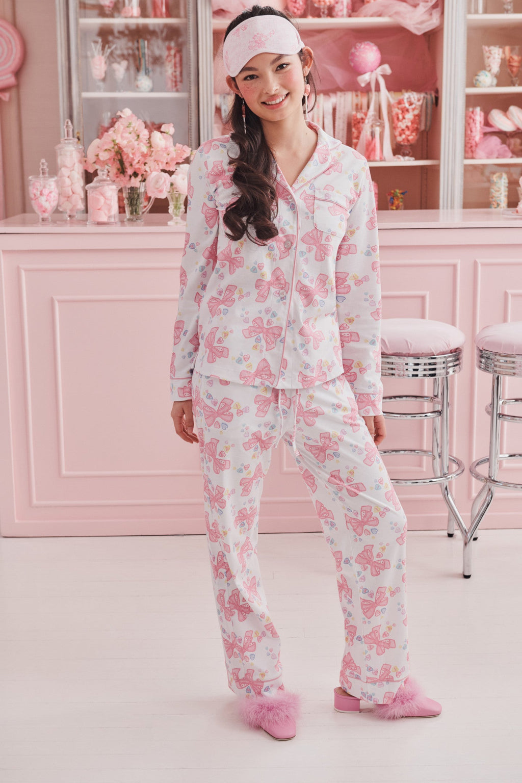 LoveShackFancy x Roller Rabbit Doily Beux Women's Long Sleeve Polo Pajama