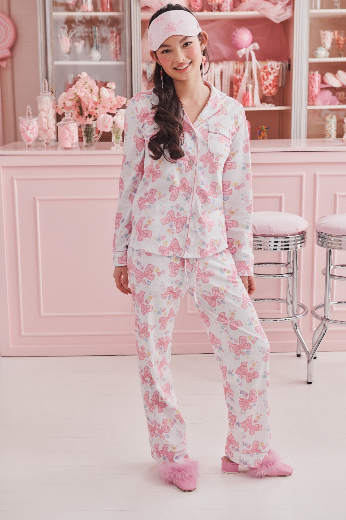 LoveShackFancy x Roller Rabbit Doily Beux Women's Long Sleeve Polo Pajama