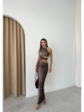 Leopard Print Cut-Out Detail Maxi Dress