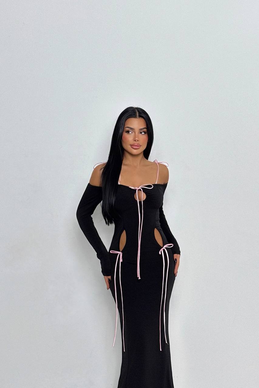 Off The Shoulder Tie-Up Detail Maxi Dress