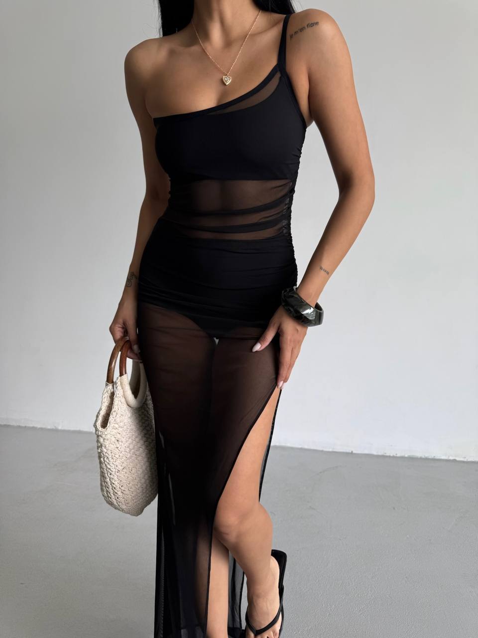 One Shoulder Slit Detail Pareo