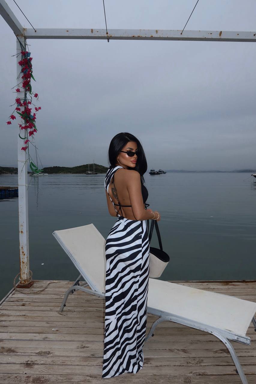 Black & White Zebra Maxi Dress