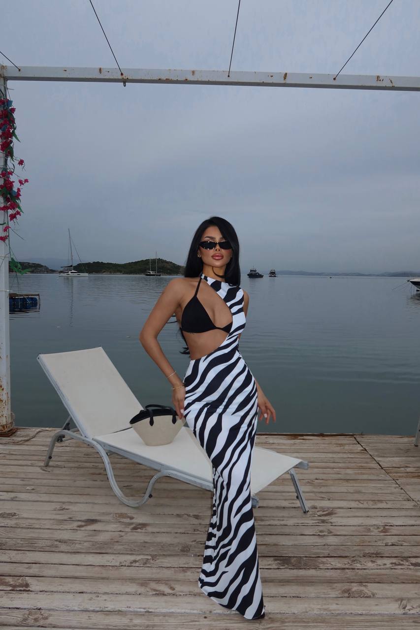 Black & White Zebra Maxi Dress