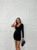 Front Tie Detail One Sleeve Mini Dress