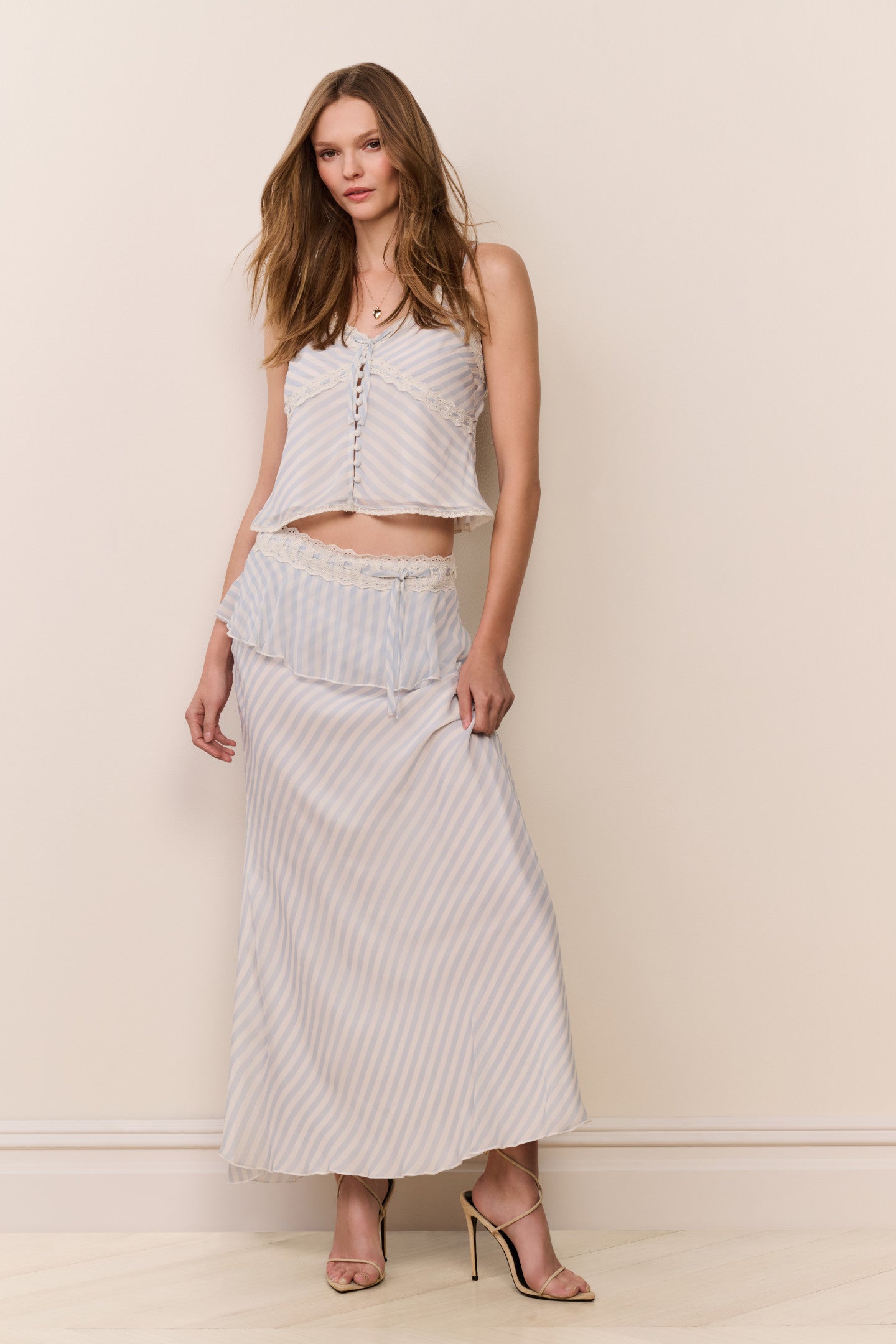 Sylette Chiffon Striped Maxi Skirt