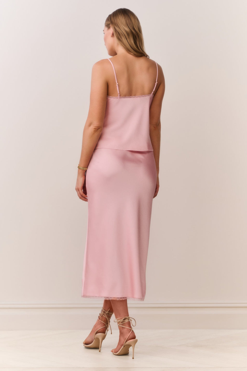 Vallis Lace Bow Satin Maxi Skirt