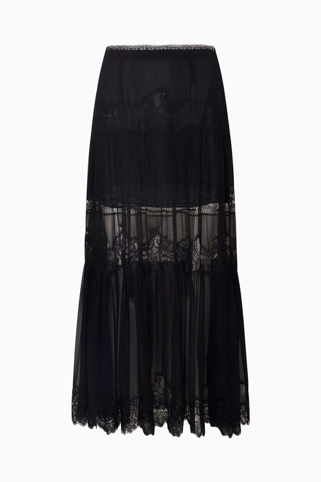 Aureline Silk Lace Pleated Maxi Skirt