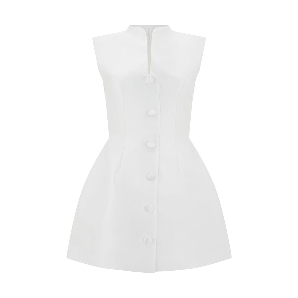 Satin Buttoned Mini Dress
