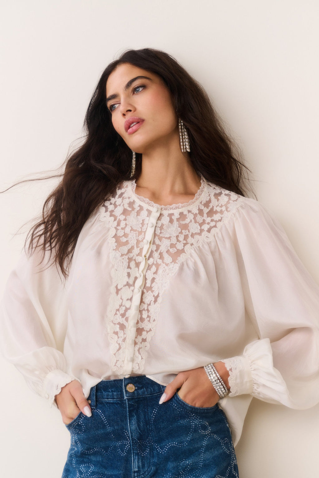 Carine Silk Lace Blouse