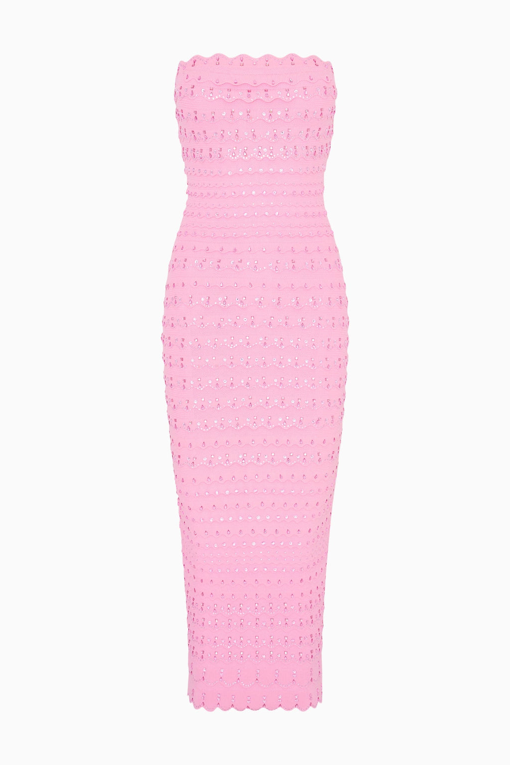 Eclipse Rhinestone Scallop Bandage Dress