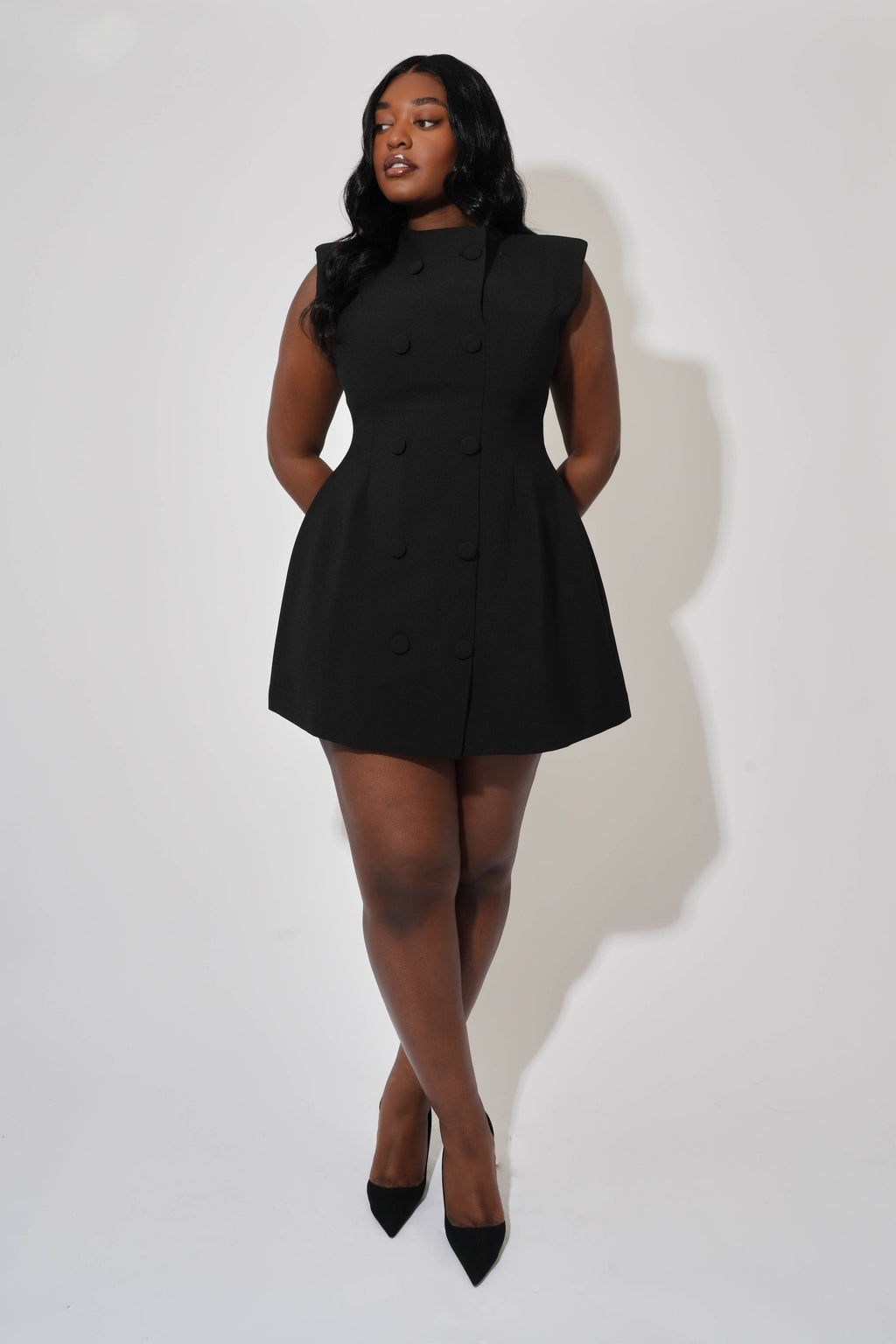 Sleeveless Button Mini Dress