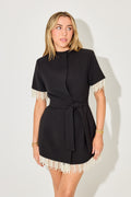 Pearl Trim Wrap Dress