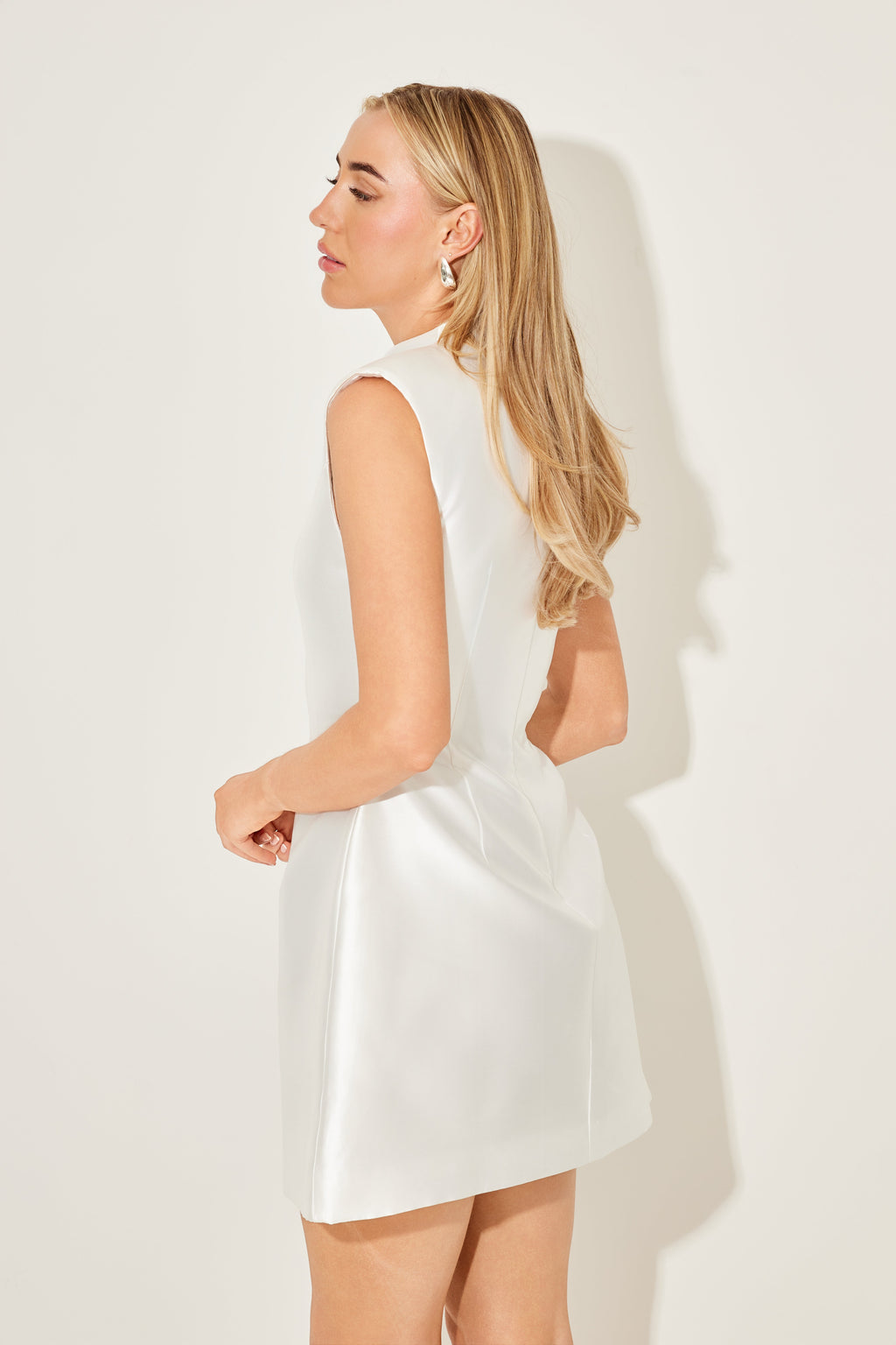 Satin Buttoned Mini Dress