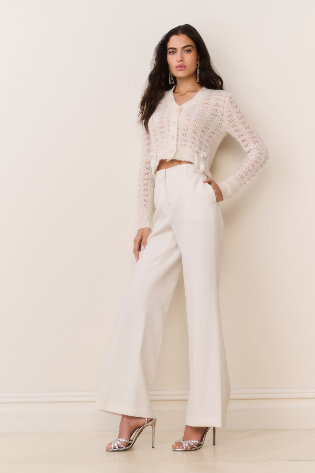 Enly Wool-Blend Wide Leg Pant - CREAM