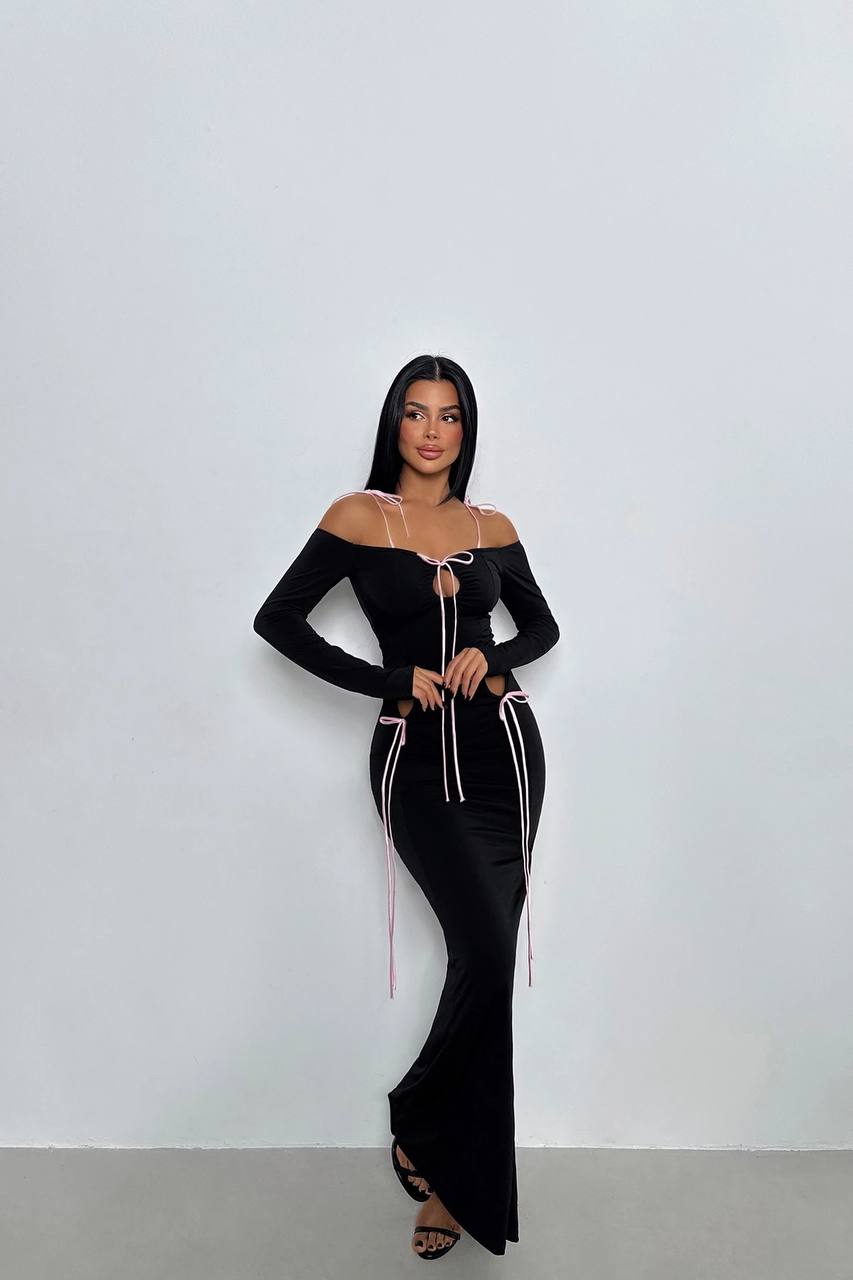 Off The Shoulder Tie-Up Detail Maxi Dress
