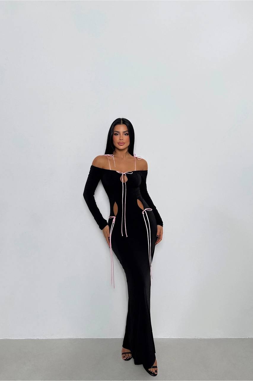 Off The Shoulder Tie-Up Detail Maxi Dress
