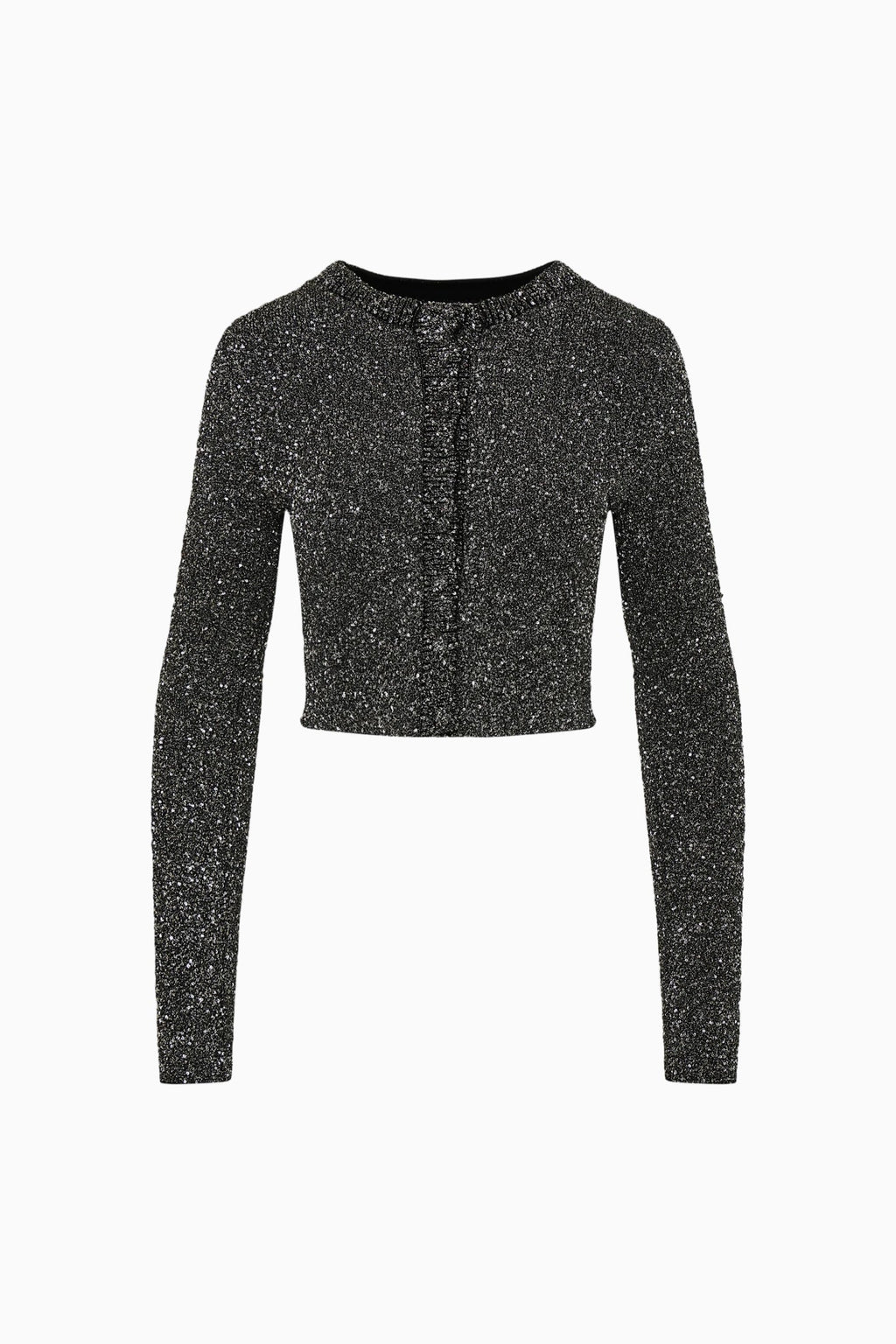 Ferra Sequin Stretch Knit Cardigan - BLACK