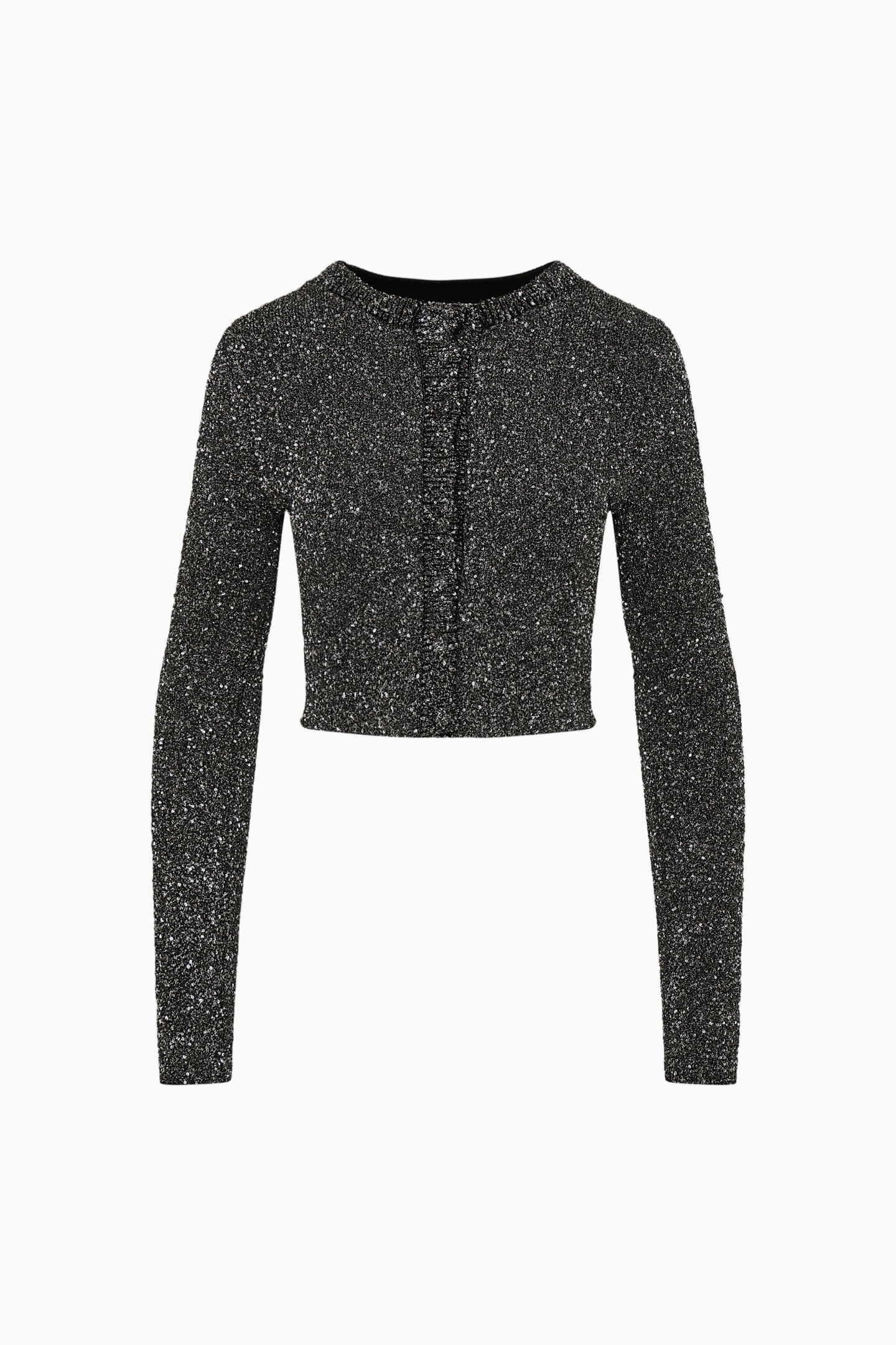 Ferra Sequin Stretch Knit Cardigan - BLACK