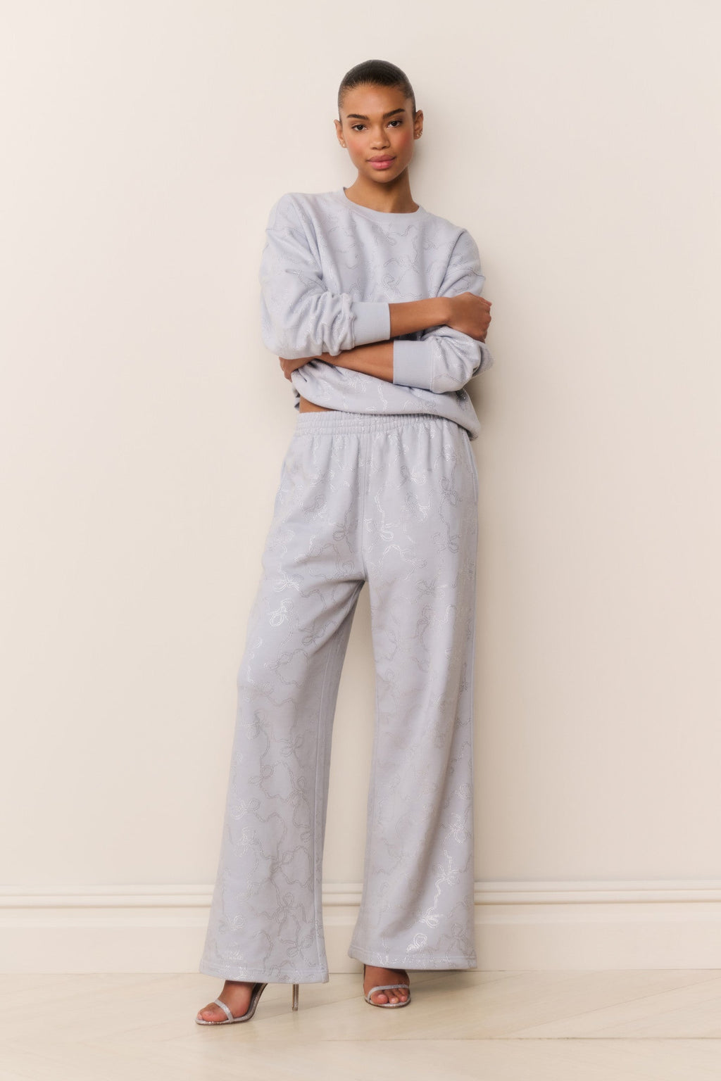 Karabeth Bow Embellished Fleece Pullover