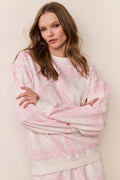Leila Heart Printed Fleece Pullover