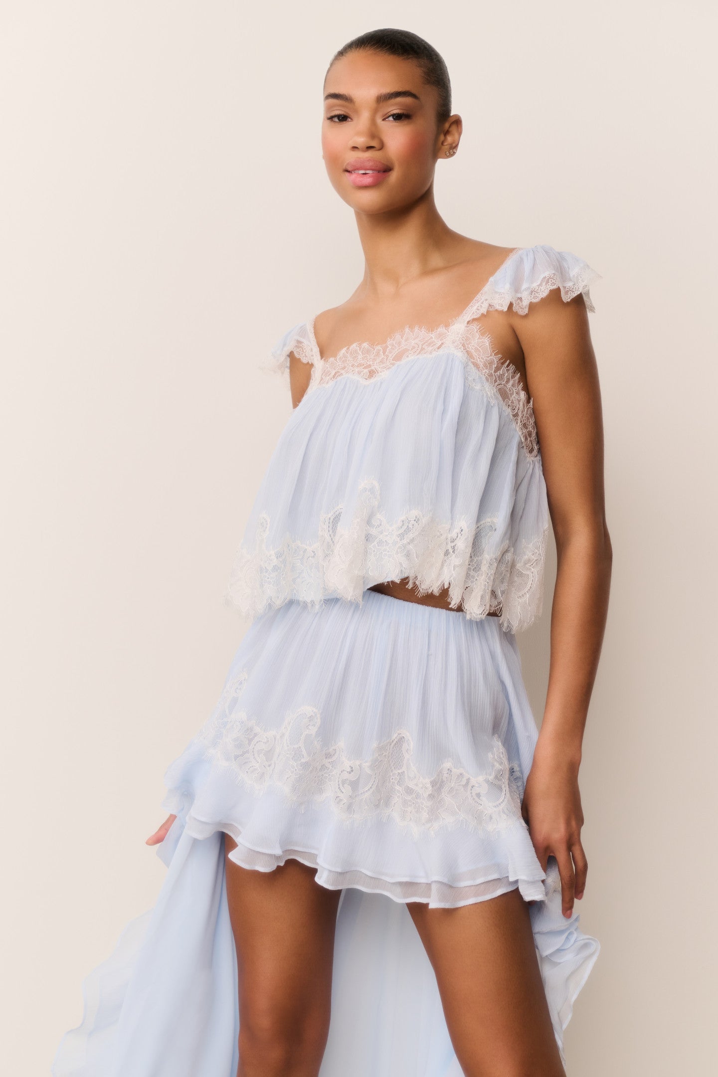 Lova Silk Chiffon Lace Top