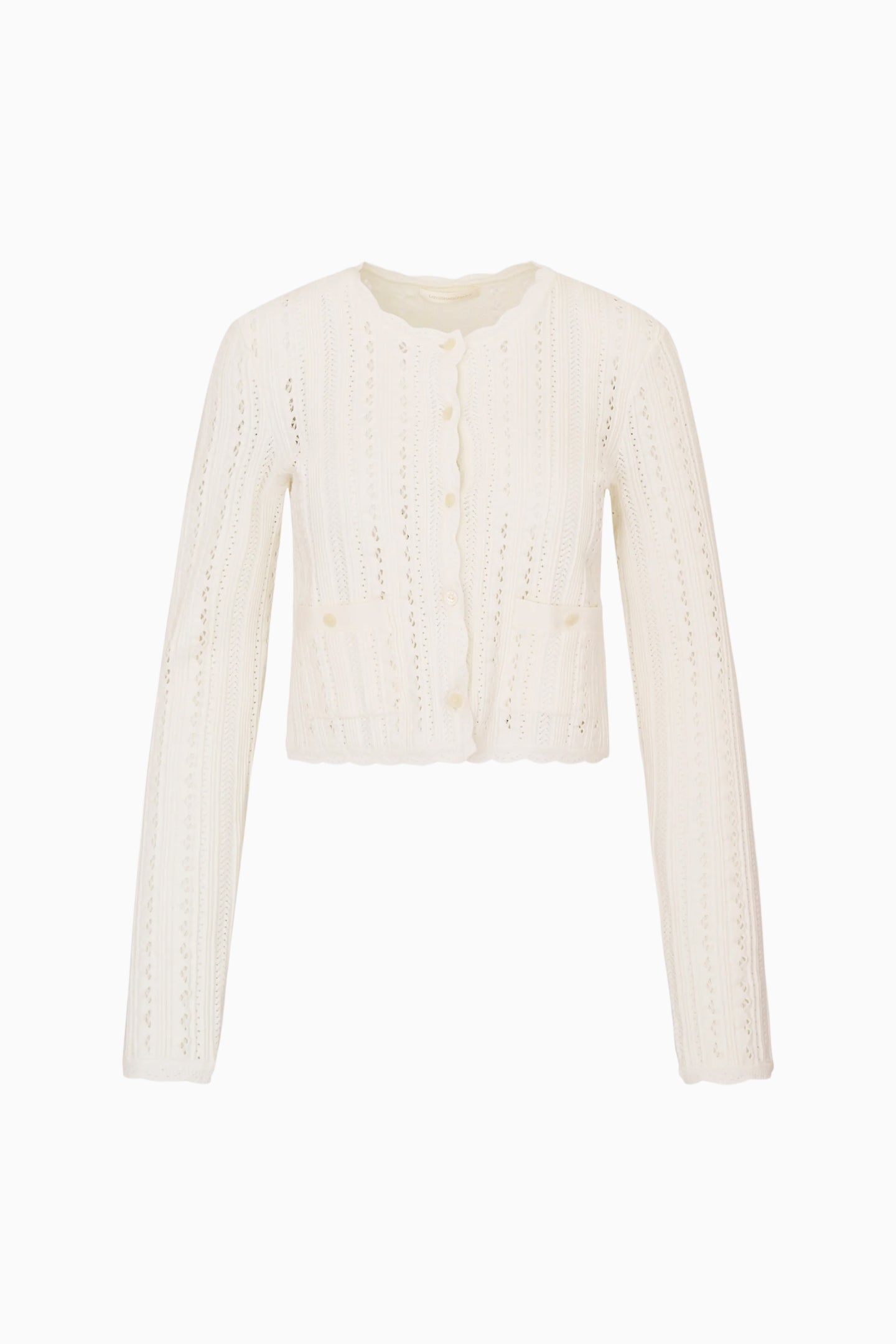 Peridot Stretch Pointelle Cardigan - WHITE TEA
