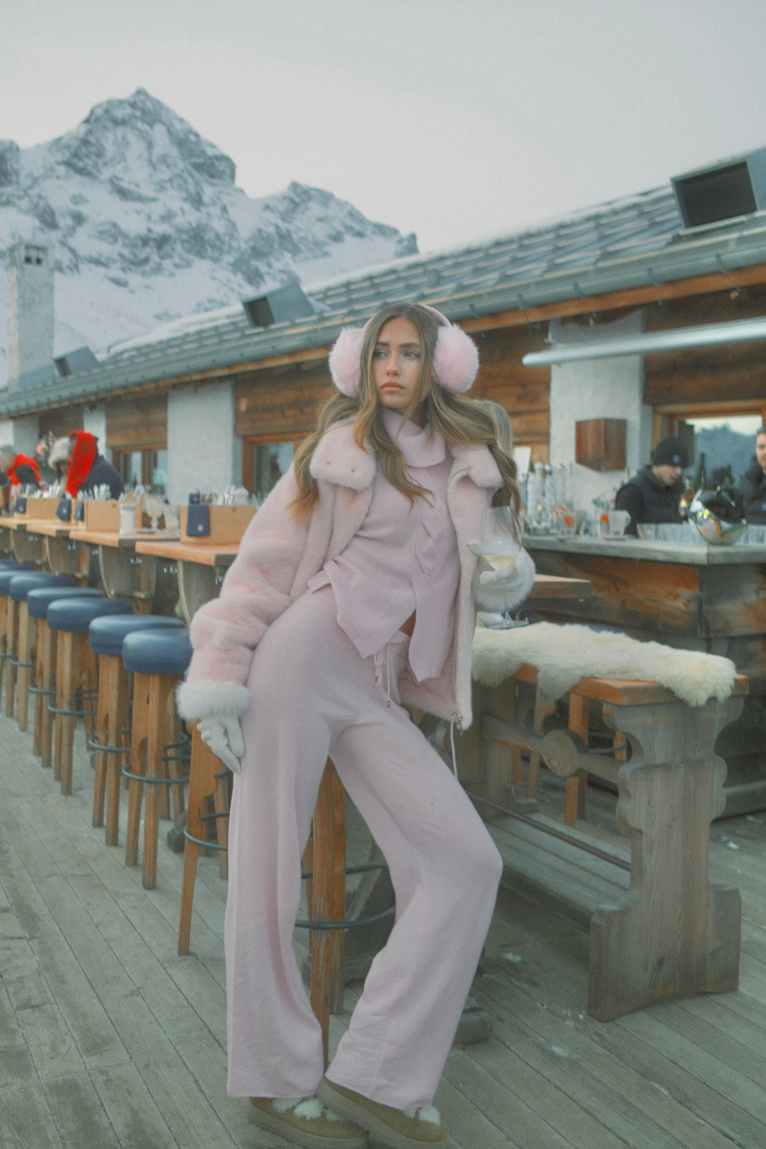 LoveShackFancy x MAX&MOI Billie Pant - PINK CASHMERE AND PINK FUR TRIM