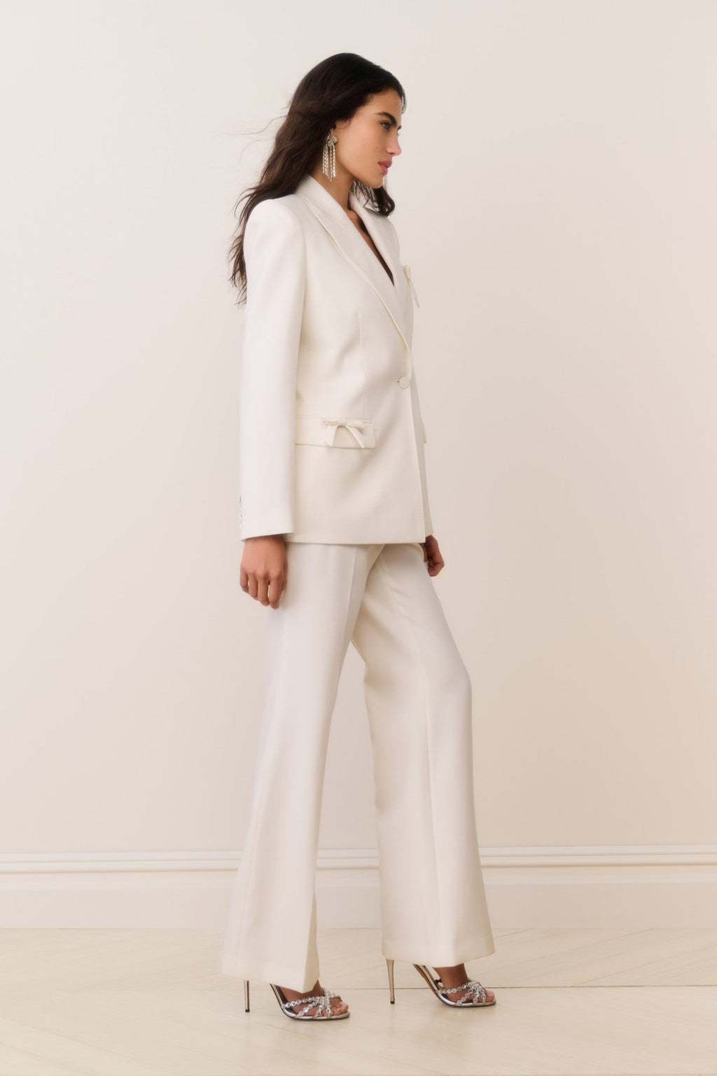 Shayne Wool-Blend Bow-Embellished Blazer - CREAM