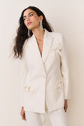 Shayne Wool-Blend Bow-Embellished Blazer - CREAM