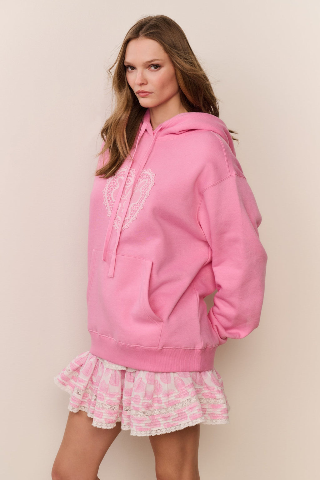 Nacova Heart Doily Fleece Hoodie