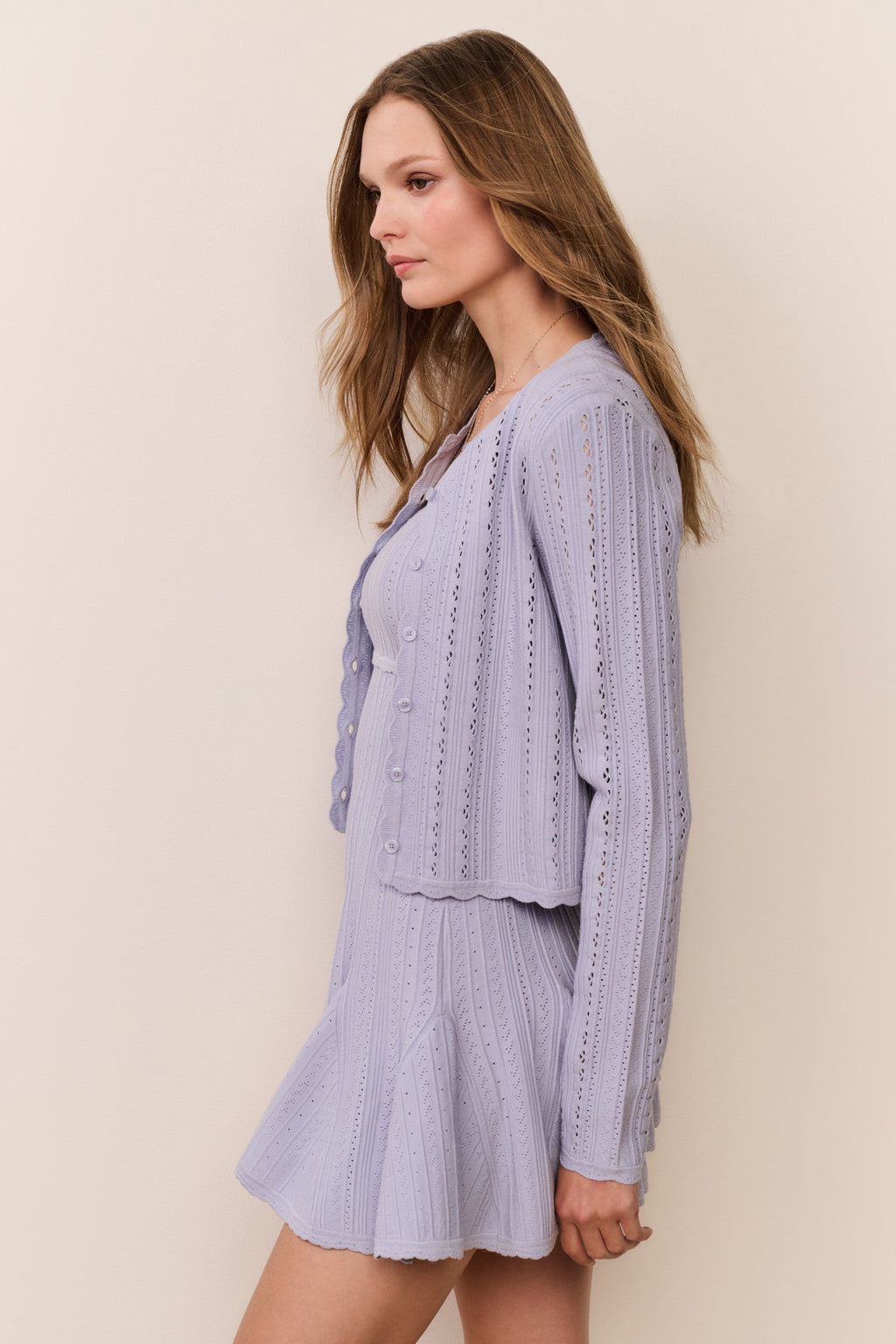 Peridot Stretch Pointelle Cardigan