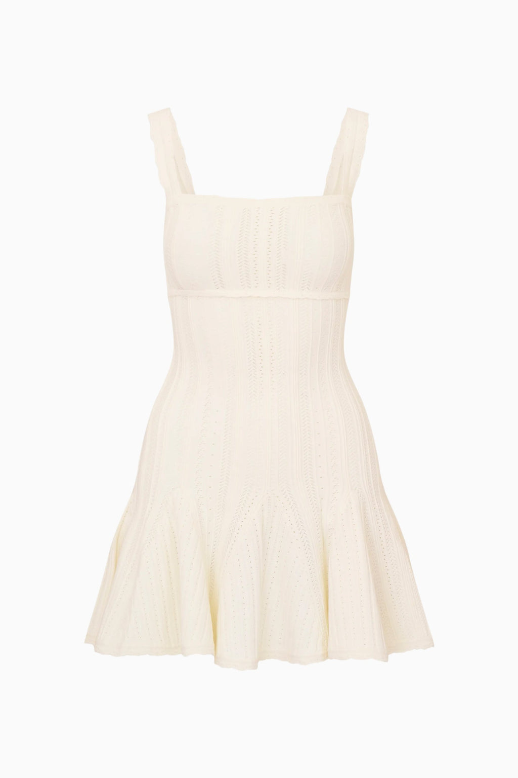 Tabatha Stretch Pointelle Mini Dress - WHITE TEA