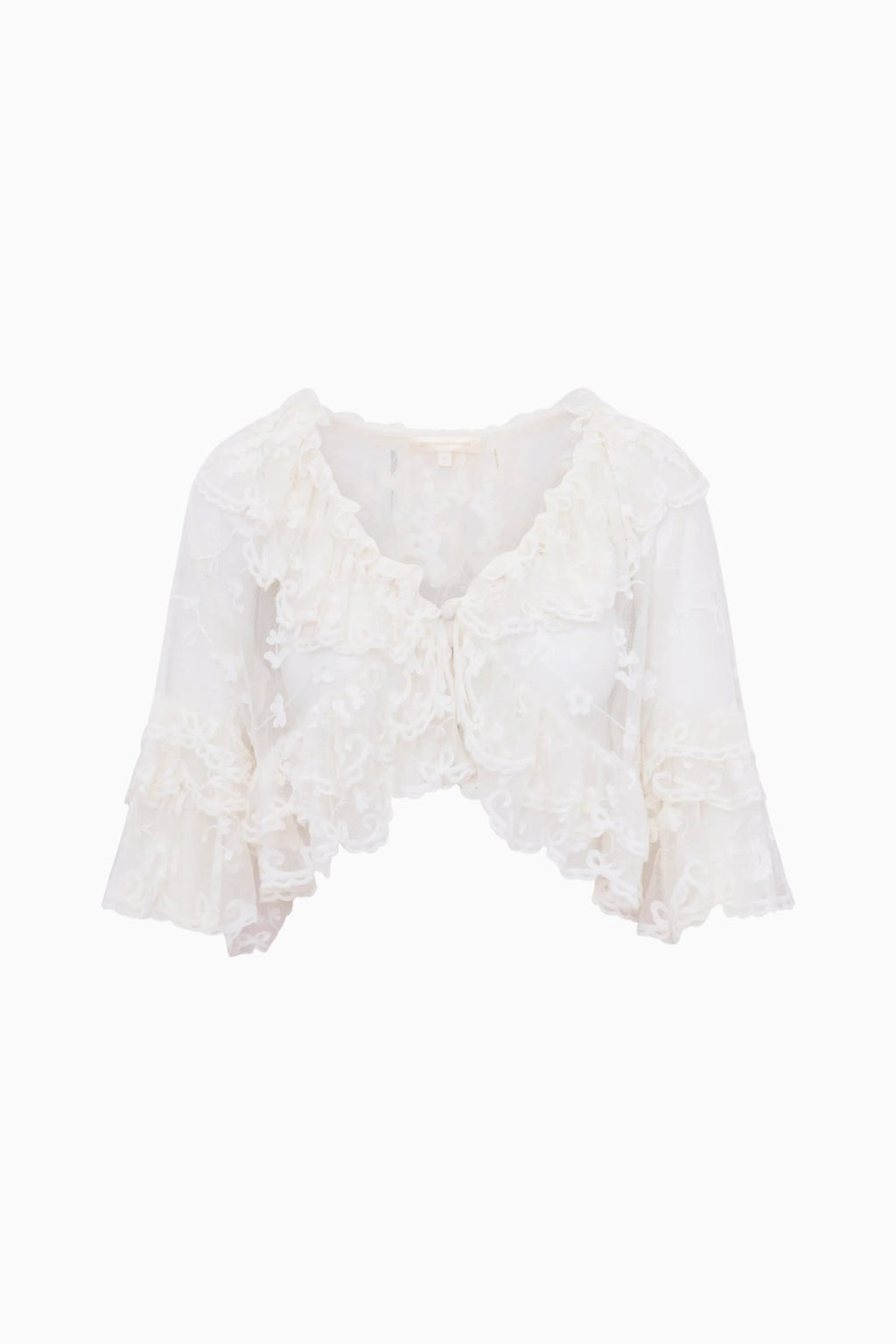 Vessia Sheer Embroidered Mesh Top
