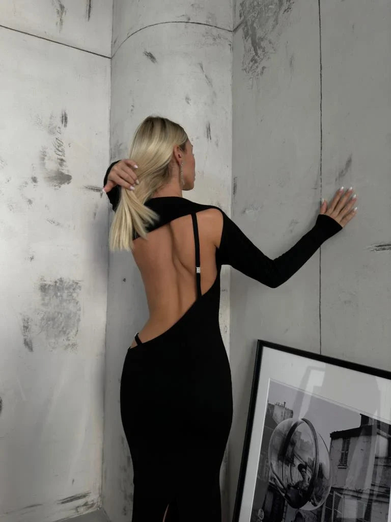 Crew Neck Backless Dress