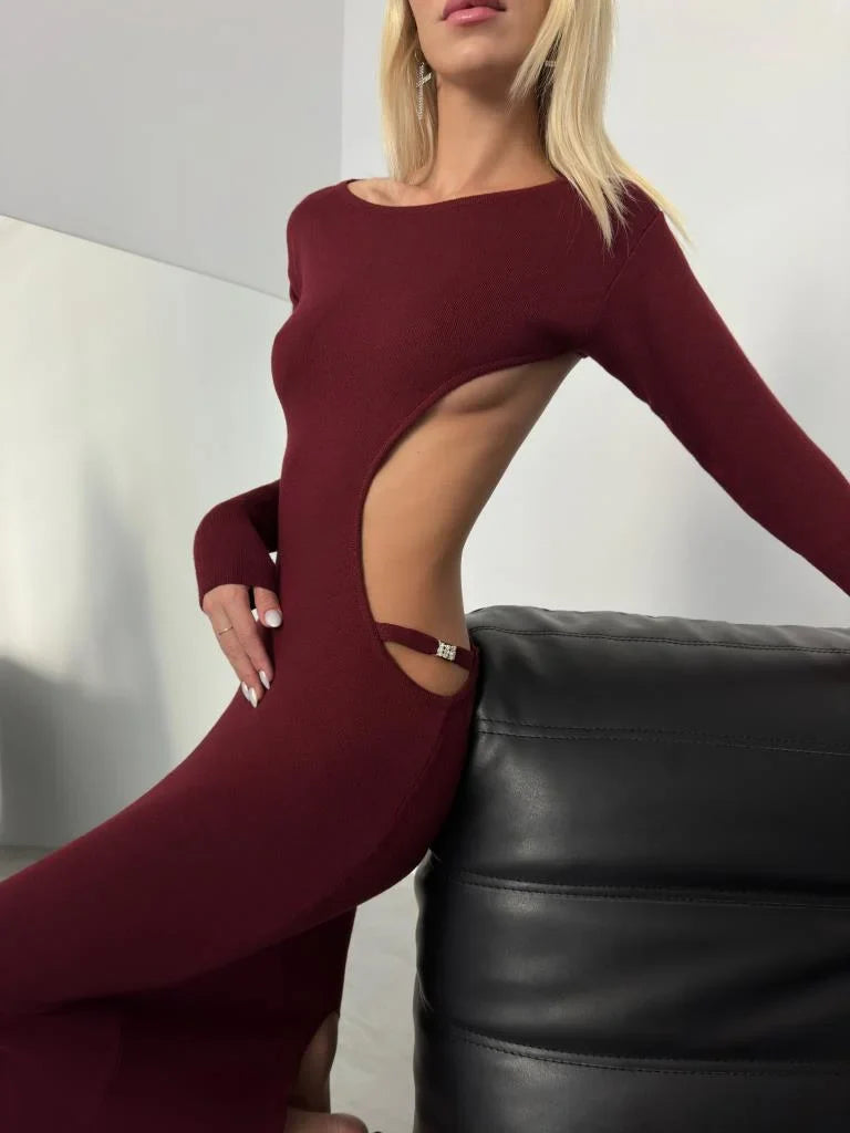 Crew Neck Backless Dress