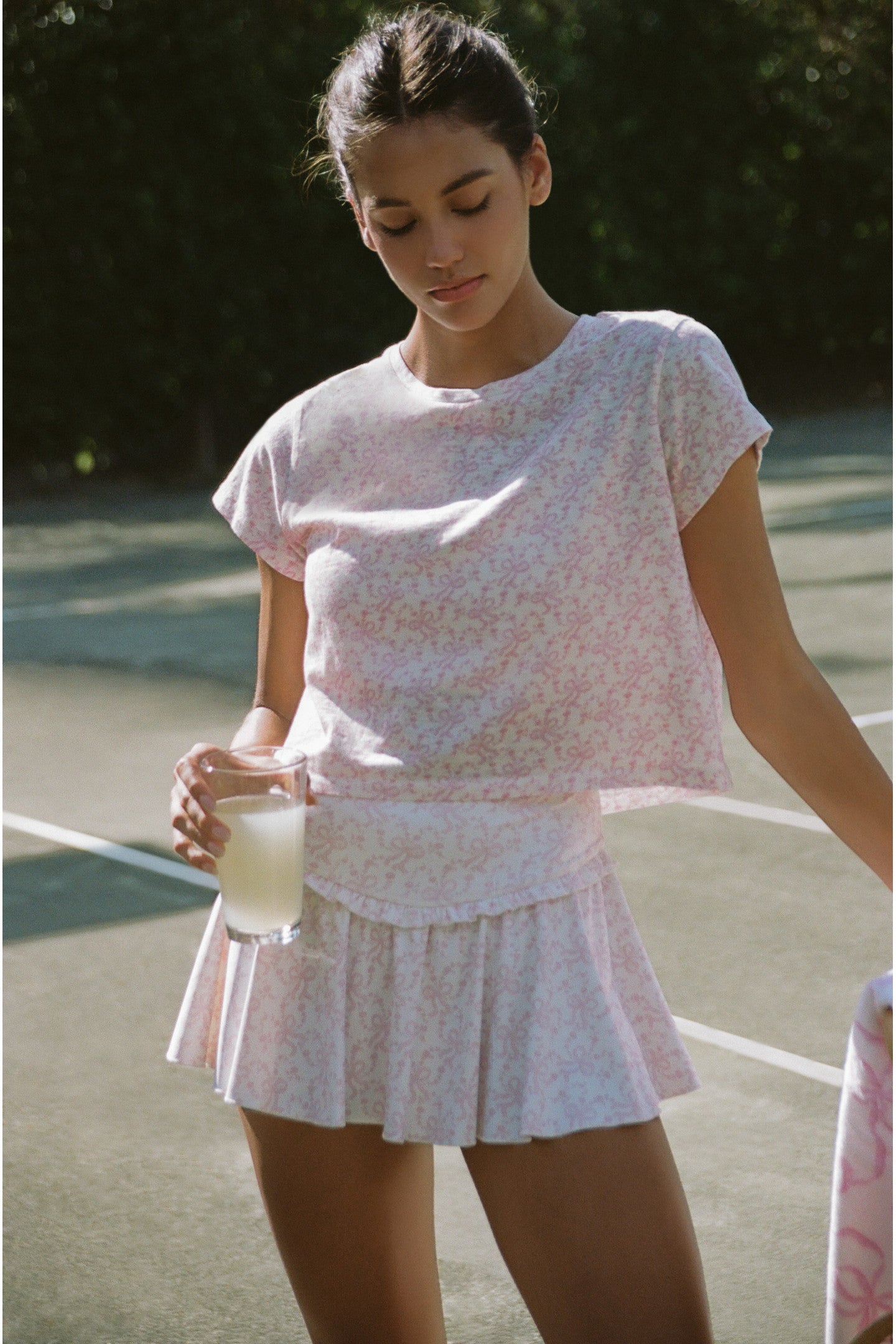 Rubin Bow Print Cropped Tee