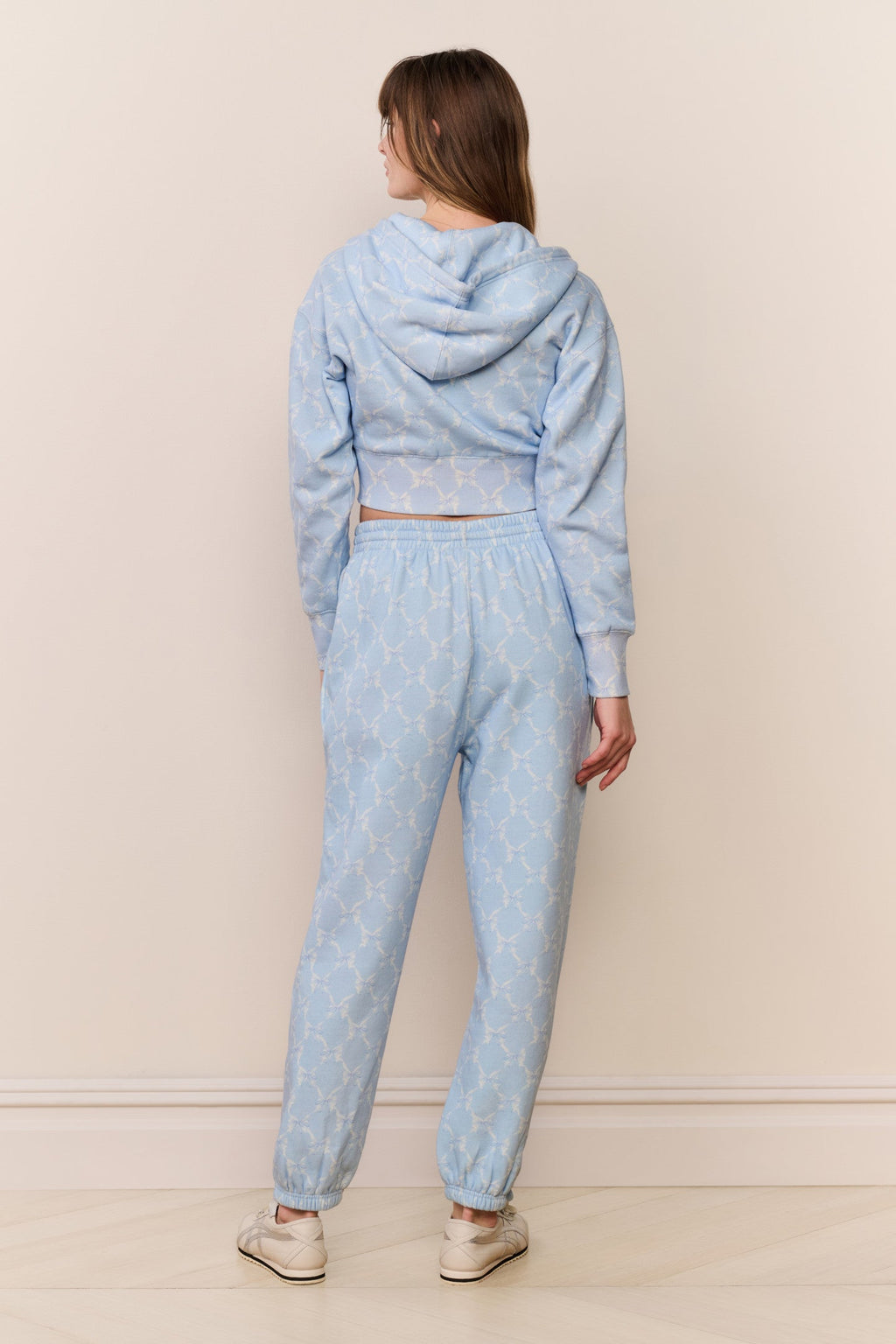 Arienne Cropped Bow Print Hoodie