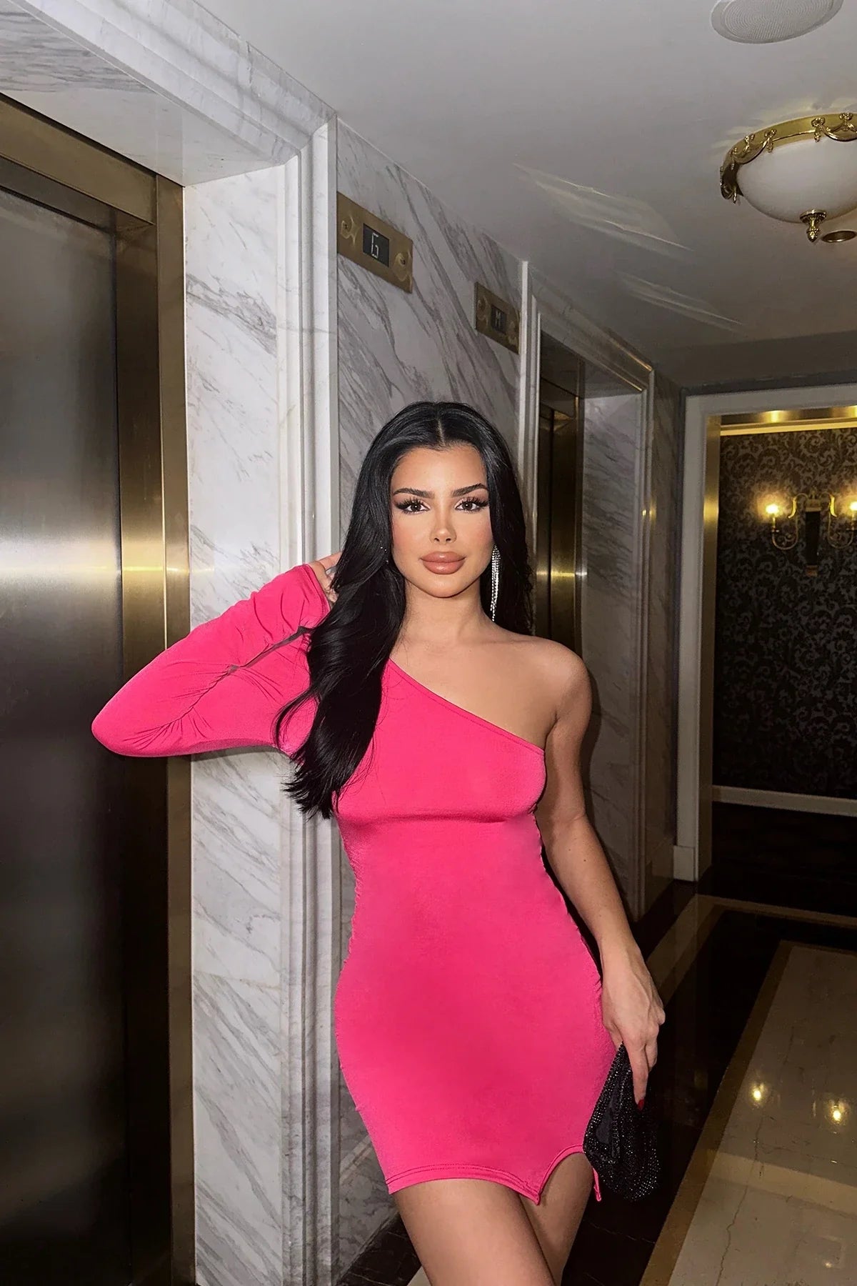 Single Sleeve Mini Dress