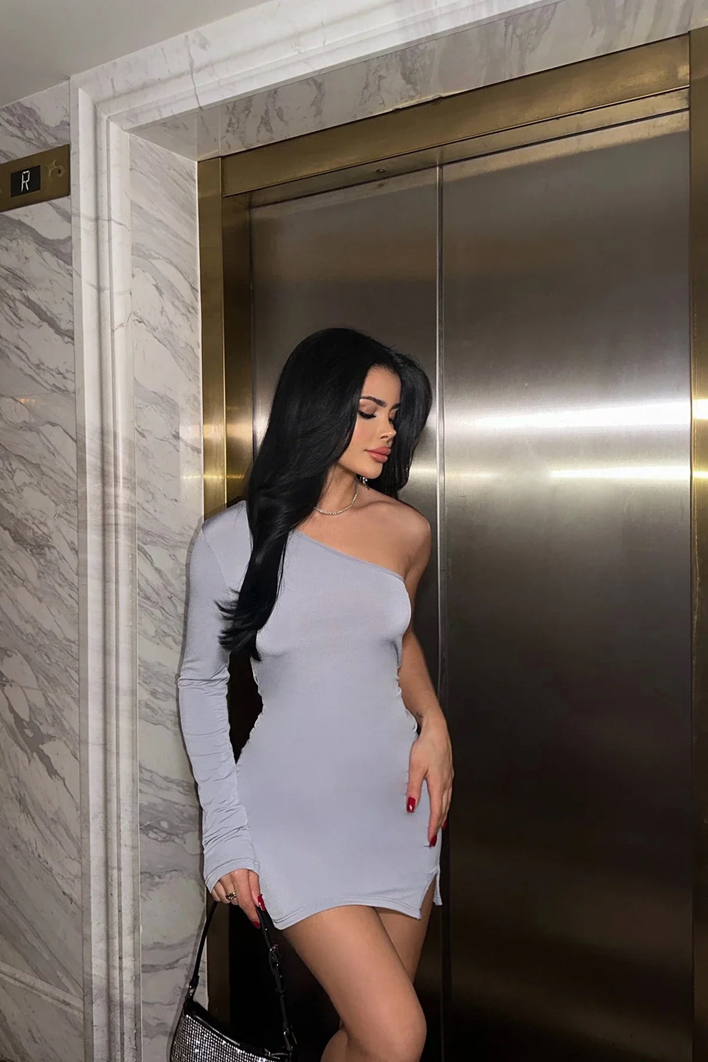 Single Sleeve Mini Dress