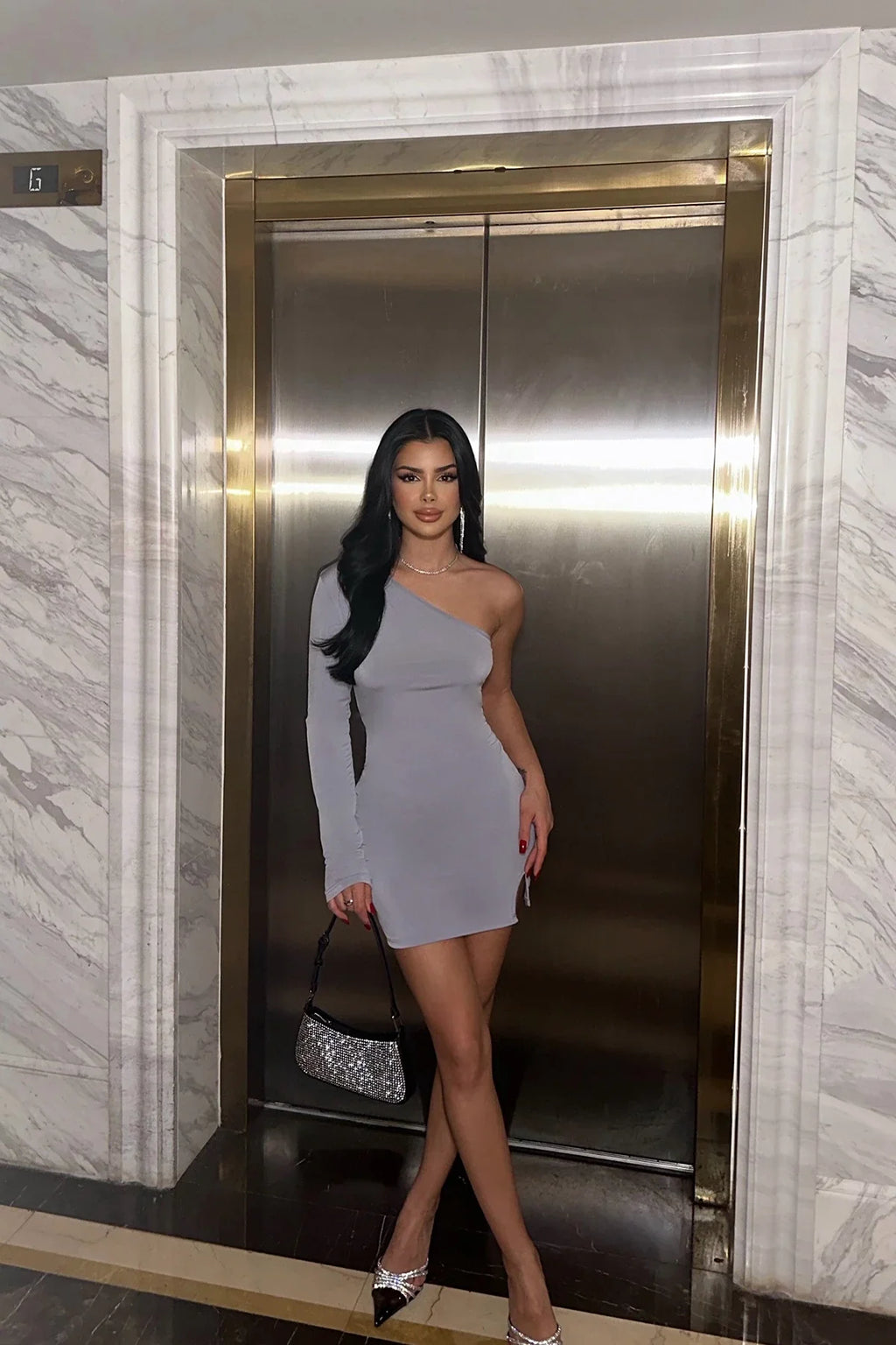 Single Sleeve Mini Dress