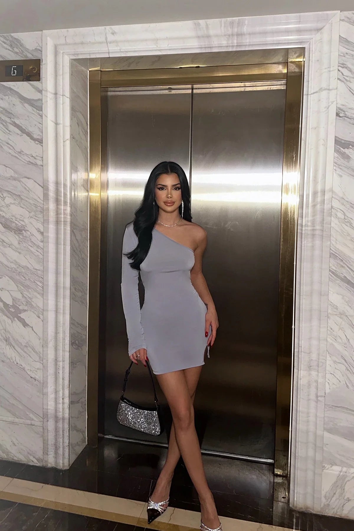 Single Sleeve Mini Dress