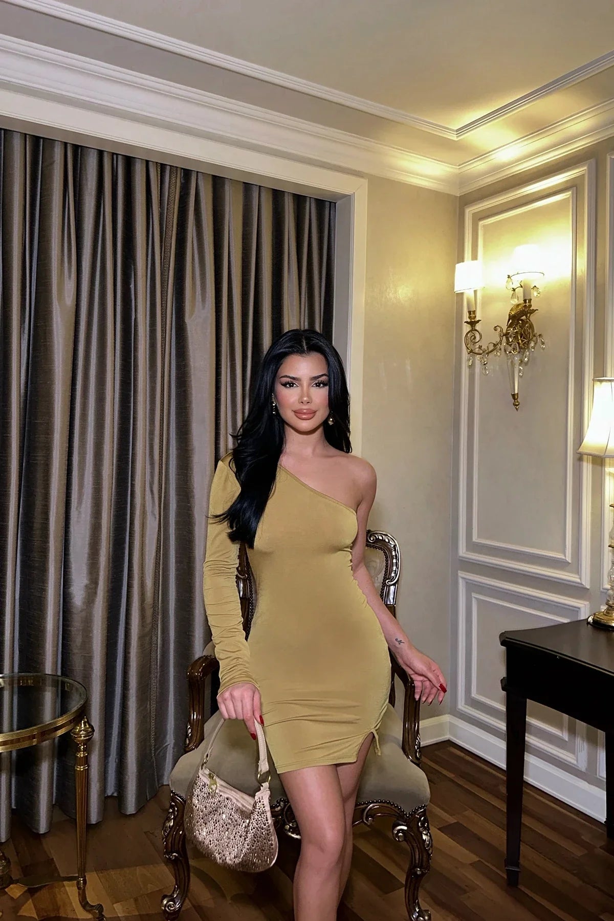 Single Sleeve Mini Dress