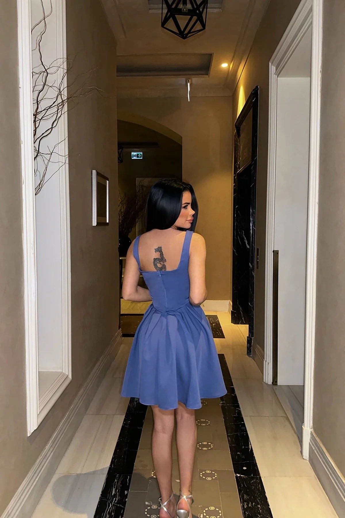 Square Collar Mini Dress